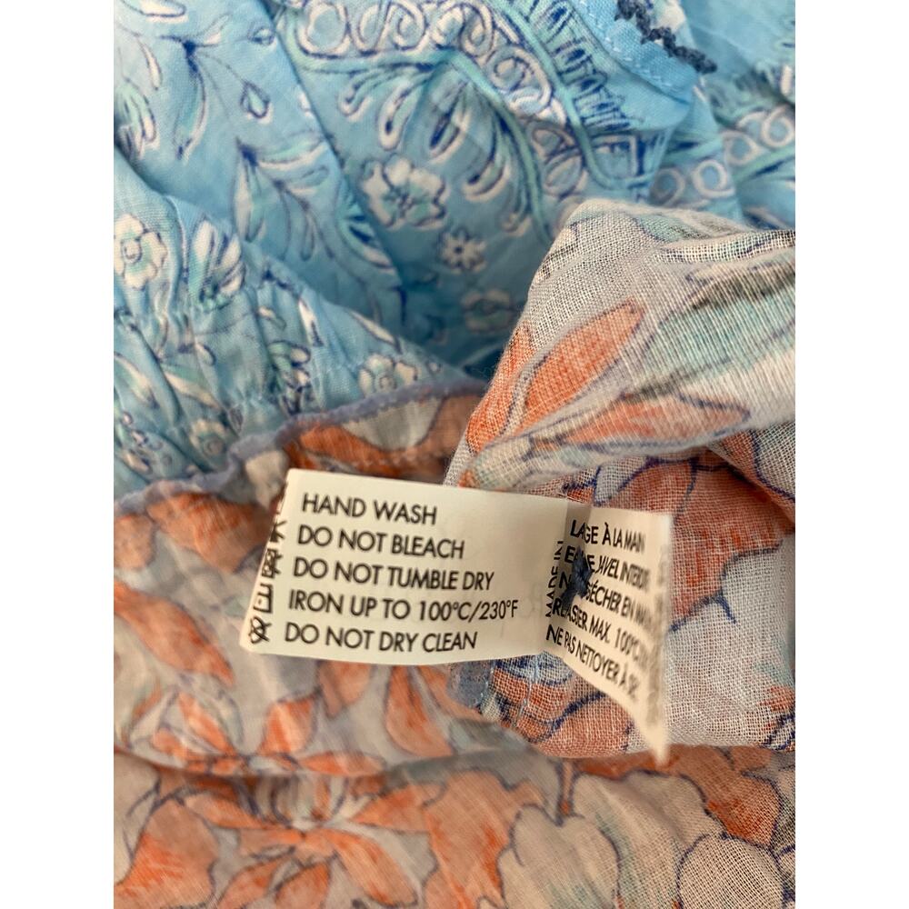 Poupette St Barth Floral Boho Midi Dress Blue Orange Print Size XS Romantic - Picture 9 of 14